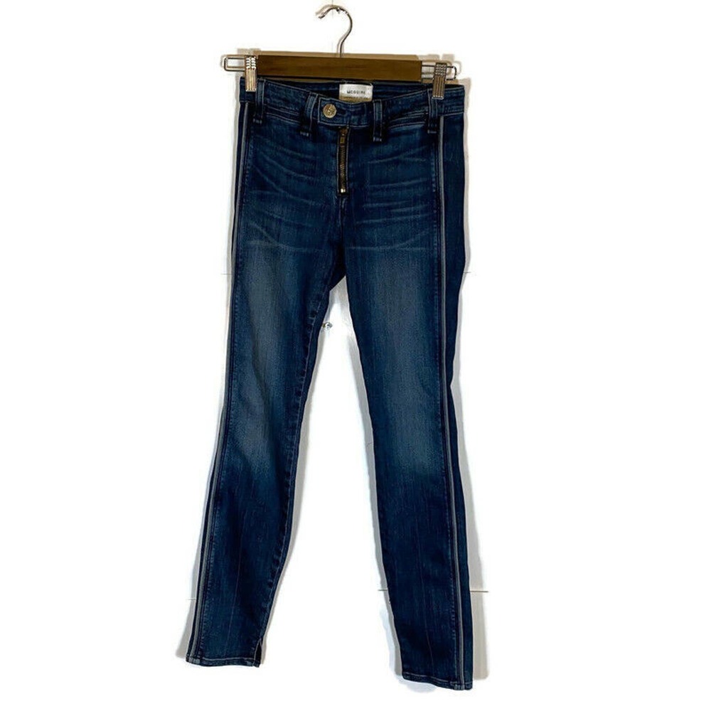 McGuire Skinny Jeans Sz 25 Womens Tab Front High Rise Tuxedo Stripe Blue Stretch